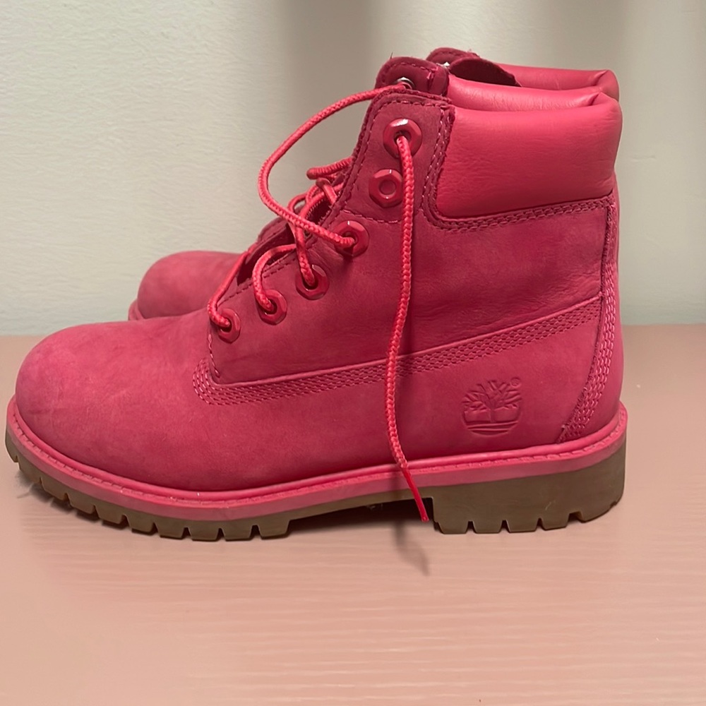 Pink girls Timberland 6 inch waterproof boots